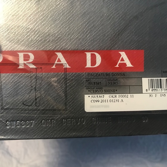 NIB Vintage Prada Cervo Shine High Heeled Boots in Black Sz. 39 - Picture 6 of 7